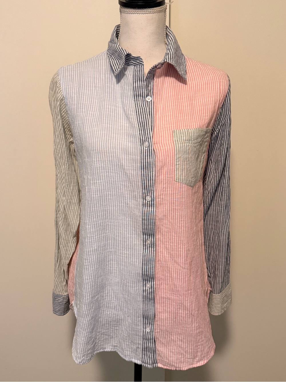 Japna pastel color block button up size M